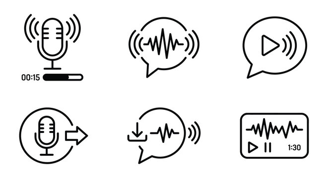 Microphone Icons Set Black Vector Illustration On White Background
