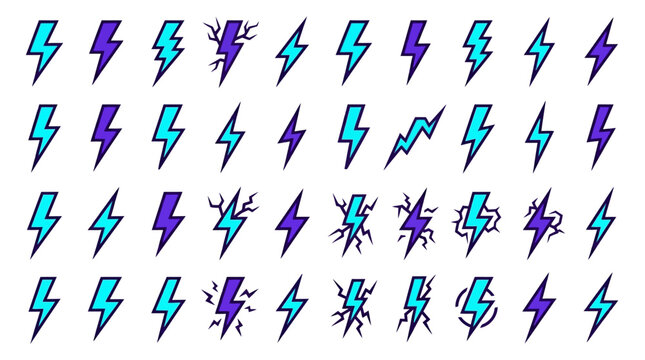 Collection of lightning bolts.