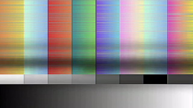 Vivid color bars and precise grayscale pattern for signal testing and display calibration, ensuring optimal visual accuracy