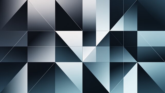 Modern abstract geometric pattern featuring triangles and squares in a cool-toned palette of blue, grey, and white with subtle gradients.