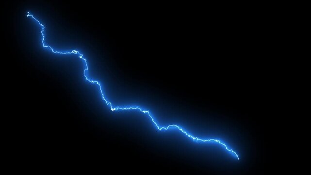 Lightning power overlay on black screen, Electric lightning, Animated bolt strikes, lightning storm, blue light force effect, Blue Lightning flash Thunderbolt isolated on black background 4K pack 1