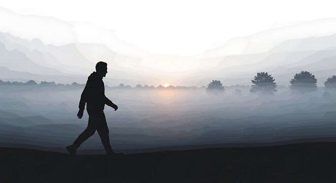 Solo runner on beach silhouetted against sunrise.