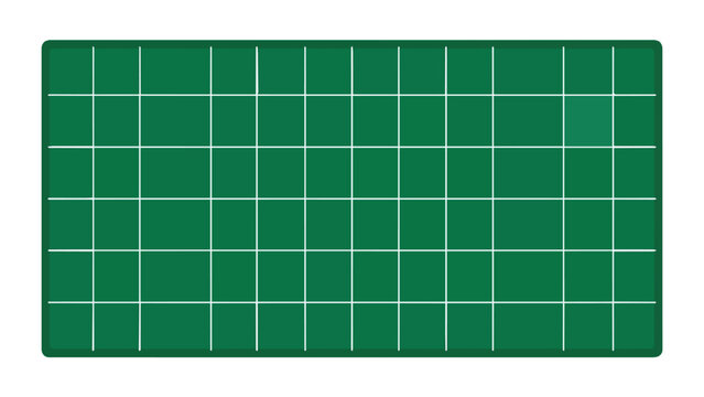 Green self-healing cutting mat with white grid lines in minimalist flat style for craft marketing