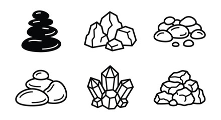 Rock Formations And Mineral Line Art Vector Illustration © nurjahan