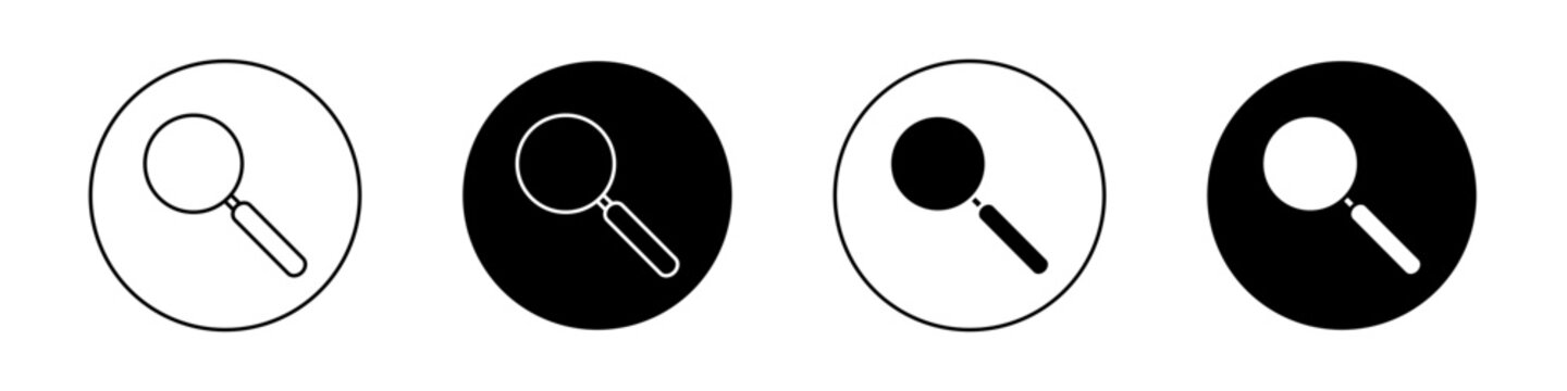 Loupe icons pack in black and white versions for web.
