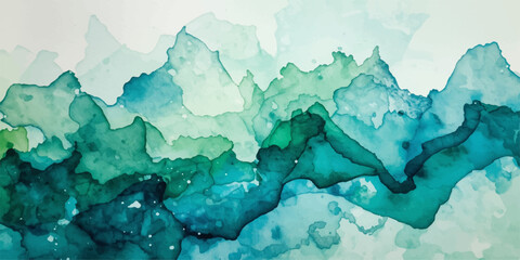 An abstract watercolor painting of a blue iceberg in the sea under a grunge sky, blending nature and art into a textured landscape pattern © Md