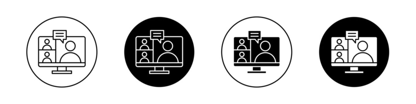 Online meeting icons pack in black and white versions for web.