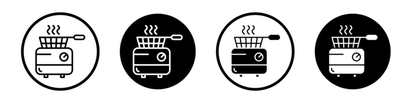 Restaurant deep fryer icons pack in black and white versions for web.