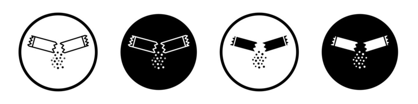 Ripped packet sugar icons pack in black and white versions for web.