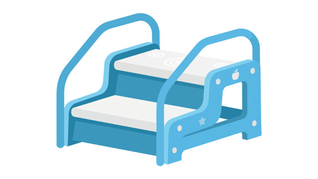 Toddler safety step stool with handrails in flat minimalist style for child furniture marketing