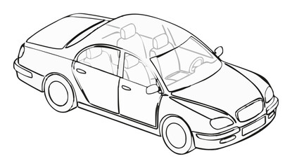 Fototapeta premium Wedding car isometric view line art. Generative AI