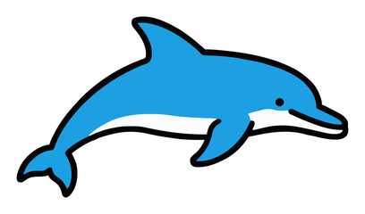 Fototapeta premium Bottlenose dolphin jumping side view vector. Generative AI