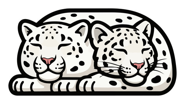 Snow leopard sleeping peacefully perspective vector .... Generative AI