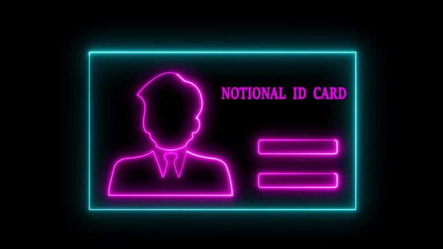 Glowing Neon National Identity Card Animation with User Profile Information Display
