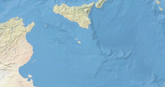 Malta on Globe. Zoom into the country with Earth spinning on dark background. Physical world map with Malta and label on it. Country view animation.