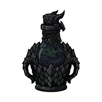 Dark Fantasy Dragon Scale Potion Bottle Vector Illustration