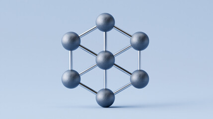 Obraz premium Abstract 3D Molecule Structure with Spheres and Rods on Light Blue Background for Science and Technology Concepts