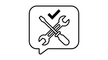 Fototapeta premium Approved maintenance and repair icon with crossed wrenches and checkmark