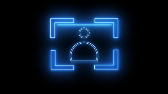 people user icon scan animation showing futuristic face detection and people identification in minimal flat neon style.