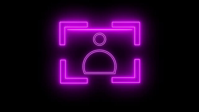 people user icon scan animation showing futuristic face detection and people identification in minimal flat neon style.
