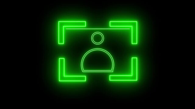 people user icon scan animation showing futuristic face detection and people identification in minimal flat neon style.