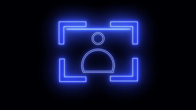 people user icon scan animation showing futuristic face detection and people identification in minimal flat neon style.