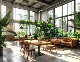 Fototapeta premium Trendy Artisan Café Counter in Modern Industrial Style