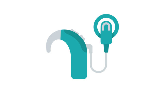 Cochlear implant system for hearing loss in flat minimalist style for healthcare marketing
