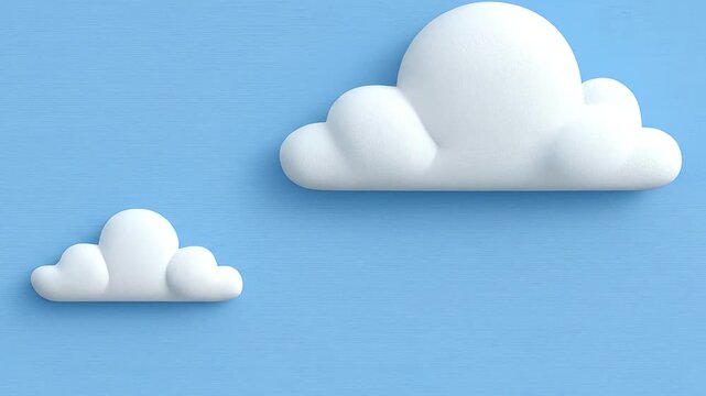 Two f white cartoon clouds float peacefully across a bright blue sky background.