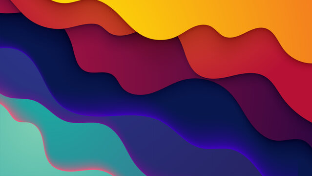 Abstract Colorful Rainbow Wave Background with Flowing Curved Lines Design Illustration