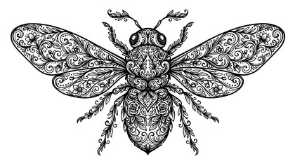 Bee ornament floral tattoo vector decorative insect nature illustration © sobuj