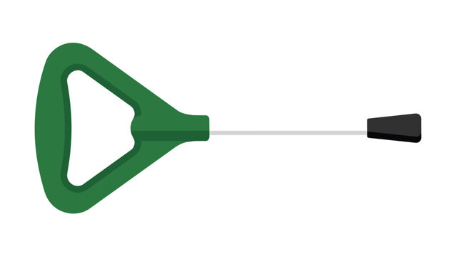 Green recoil starter handle with pull cord in flat minimalist style for garden tool marketing