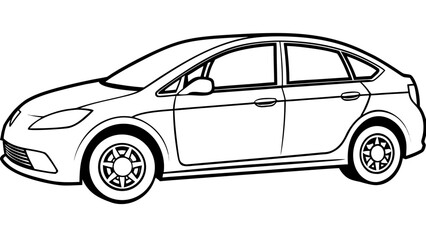 Obraz premium Contemporary sedan featuring smooth curves and streamlined body in side profile.