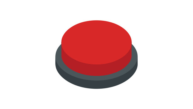 Red panic button in flat minimalist isometric style for industrial safety marketing