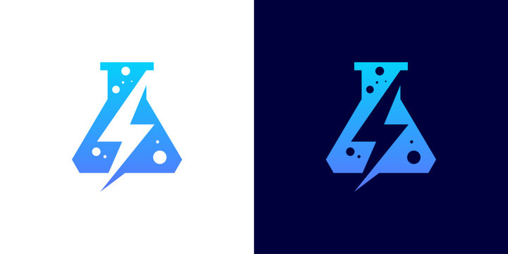 design creative lab glass and flash, logo design vector icon idea