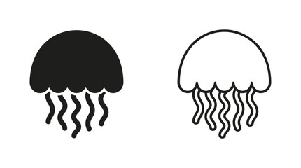 Jellyfish Silhouette In Black And White Minimalist Design Silhouette © MdRakib