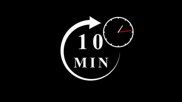 White Number 10 Inside a Curved Arrow Against a Black Background numeral digit