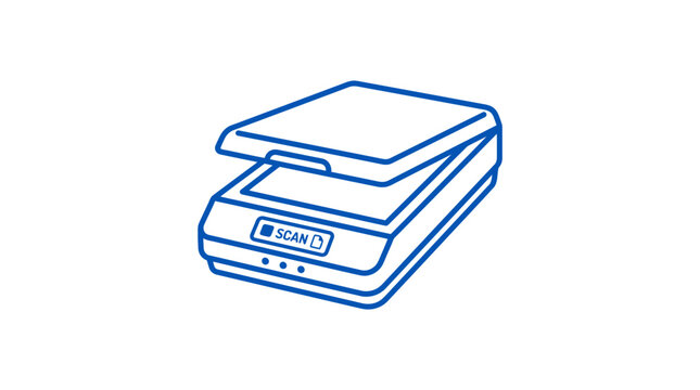 Flatbed Scanner Icon Vector Illustration - Digital Document Scanning