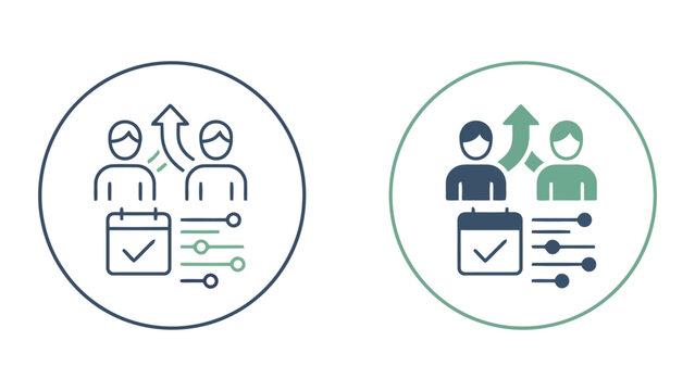 Task management and team progress tracking vector icon set featuring calendar checkmarks and milestone monitoring for efficient project workflow optimization