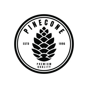 pinecone logo design concept vintage style with label circle