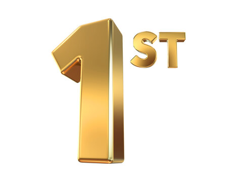 Bold 3D Gold 1st Place Text First Position Winner Vector
