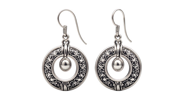 Elegant Sterling Silver Circular Pattern Dangle Earrings for Women