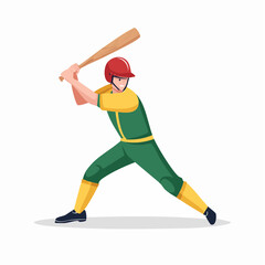 Fototapeta premium 力強くバットを振る野球選手のイラスト