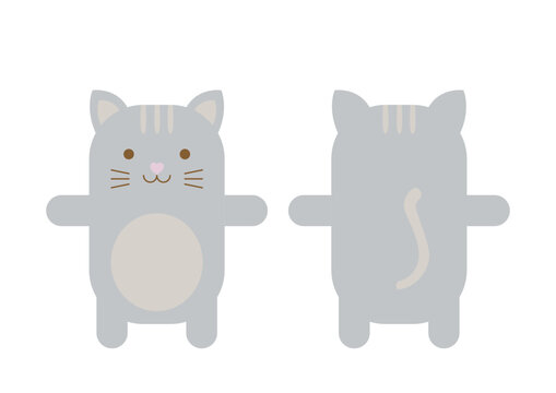 cute cartoon grey cat. Vector illustration on a white background.