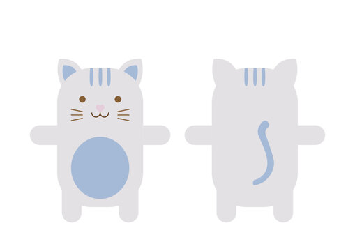 cute cartoon white cat. Vector illustration on a white background.
