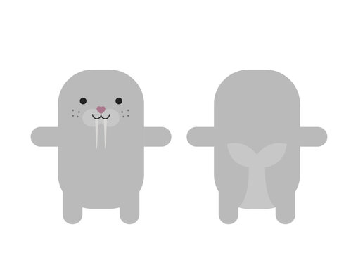 cute cartoon walrus. Vector illustration on a white background.