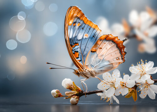 Beautiful butterfly resting on a vibrant flower in a natural garden, showcasing delicate wings, colorful details, pollination, spring beauty, and peaceful wildlife.