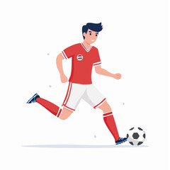 Obraz premium ボールをドリブルするサッカー選手のイラスト