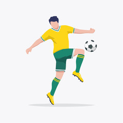 Obraz premium バイシクルキックをするサッカー選手のイラスト