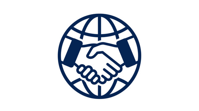 Global Handshake Icon: International Business Partnership and Agreement